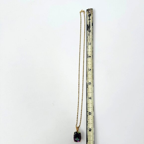 Vtg 14K Gold Mystic Topaz Pendant Necklace With Rope Chain Made In Croatia - Picture 10 of 16